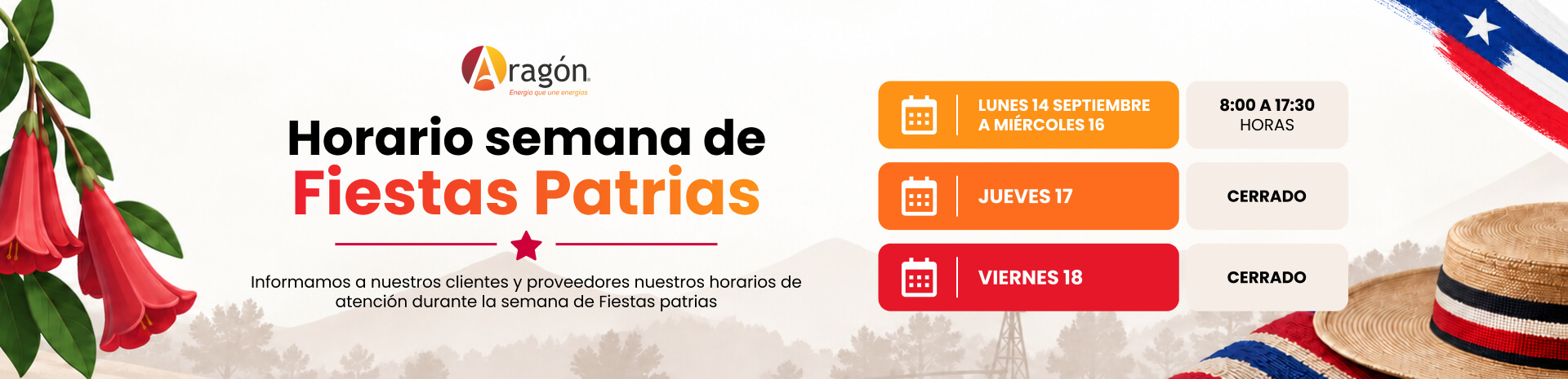 Horario fiestas patrias